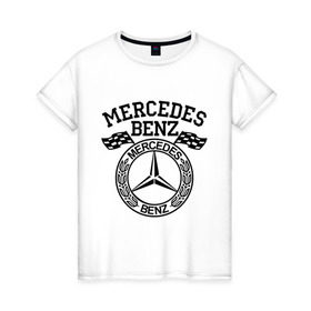 Женская футболка хлопок с принтом Mercedes Benz в Санкт-Петербурге, 100% хлопок | прямой крой, круглый вырез горловины, длина до линии бедер, слегка спущенное плечо | benz | merсedes | авто | бенз | мерседес