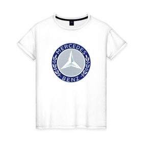 Женская футболка хлопок с принтом Mersedes benz в Санкт-Петербурге, 100% хлопок | прямой крой, круглый вырез горловины, длина до линии бедер, слегка спущенное плечо | benz | mersedes | авто | бенз | лого | мерседес