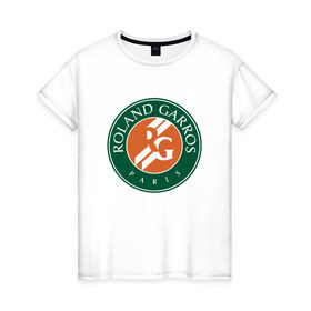 Женская футболка хлопок с принтом Roland Garros в Санкт-Петербурге, 100% хлопок | прямой крой, круглый вырез горловины, длина до линии бедер, слегка спущенное плечо | paristennis | roland garros