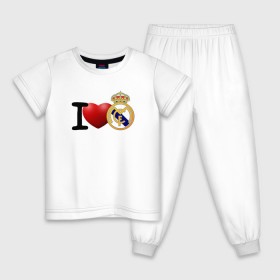 Детская пижама хлопок с принтом Love Real Madrid в Санкт-Петербурге, 100% хлопок |  брюки и футболка прямого кроя, без карманов, на брюках мягкая резинка на поясе и по низу штанин
 | love | real madrid | реал мадрид | спорт | футбол