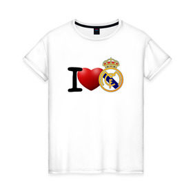 Женская футболка хлопок с принтом Love Real Madrid в Санкт-Петербурге, 100% хлопок | прямой крой, круглый вырез горловины, длина до линии бедер, слегка спущенное плечо | love | real madrid | реал мадрид | спорт | футбол
