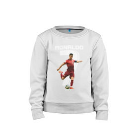 Детский свитшот хлопок с принтом Ronaldo в Санкт-Петербурге, 100% хлопок | круглый вырез горловины, эластичные манжеты, пояс и воротник | роналдо