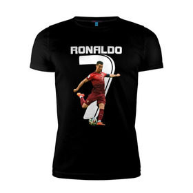 Мужская футболка премиум с принтом Ronaldo в Санкт-Петербурге, 92% хлопок, 8% лайкра | приталенный силуэт, круглый вырез ворота, длина до линии бедра, короткий рукав | роналдо