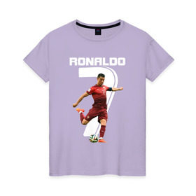 Женская футболка хлопок с принтом Ronaldo в Санкт-Петербурге, 100% хлопок | прямой крой, круглый вырез горловины, длина до линии бедер, слегка спущенное плечо | роналдо