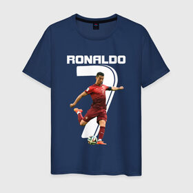 Мужская футболка хлопок с принтом Ronaldo в Санкт-Петербурге, 100% хлопок | прямой крой, круглый вырез горловины, длина до линии бедер, слегка спущенное плечо. | роналдо
