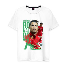 Мужская футболка хлопок с принтом Ronaldo в Санкт-Петербурге, 100% хлопок | прямой крой, круглый вырез горловины, длина до линии бедер, слегка спущенное плечо. | роналдо