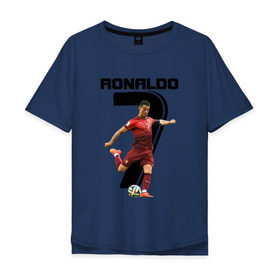 Мужская футболка хлопок Oversize с принтом Ronaldo в Санкт-Петербурге, 100% хлопок | свободный крой, круглый ворот, “спинка” длиннее передней части | Тематика изображения на принте: роналдо