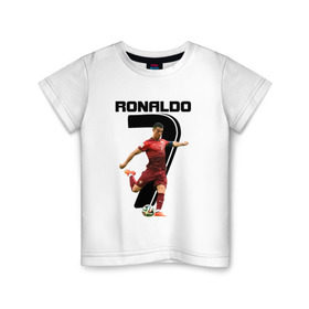 Детская футболка хлопок с принтом Ronaldo в Санкт-Петербурге, 100% хлопок | круглый вырез горловины, полуприлегающий силуэт, длина до линии бедер | роналдо