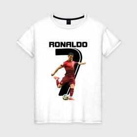 Женская футболка хлопок с принтом Ronaldo в Санкт-Петербурге, 100% хлопок | прямой крой, круглый вырез горловины, длина до линии бедер, слегка спущенное плечо | роналдо