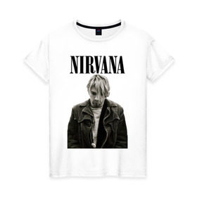 Женская футболка хлопок с принтом nirvana t-shirt в Санкт-Петербурге, 100% хлопок | прямой крой, круглый вырез горловины, длина до линии бедер, слегка спущенное плечо | kurt cobain | nirvana | гранж | курт кобейн | нирвана
