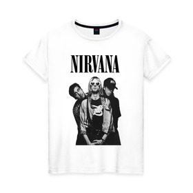 Женская футболка хлопок с принтом Nirvana Group в Санкт-Петербурге, 100% хлопок | прямой крой, круглый вырез горловины, длина до линии бедер, слегка спущенное плечо | kurt cobain | nirvana | курт кобейн | нирвана | нранж