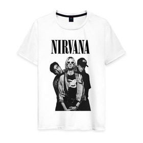 Мужская футболка хлопок с принтом Nirvana Group в Санкт-Петербурге, 100% хлопок | прямой крой, круглый вырез горловины, длина до линии бедер, слегка спущенное плечо. | kurt cobain | nirvana | курт кобейн | нирвана | нранж