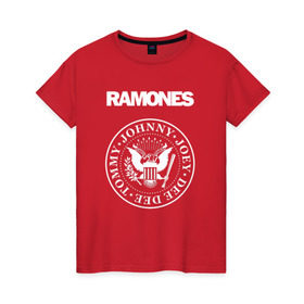 Женская футболка хлопок с принтом Ramones в Санкт-Петербурге, 100% хлопок | прямой крой, круглый вырез горловины, длина до линии бедер, слегка спущенное плечо | joey ramone | punk | ramones | панк | рамонес