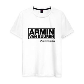 Мужская футболка хлопок с принтом Armin van Buuren в Санкт-Петербурге, 100% хлопок | прямой крой, круглый вырез горловины, длина до линии бедер, слегка спущенное плечо. | armada | armin van buuren | trance | армин
