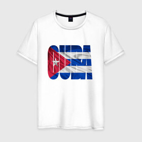 Мужская футболка хлопок с принтом Куба в Санкт-Петербурге, 100% хлопок | прямой крой, круглый вырез горловины, длина до линии бедер, слегка спущенное плечо. | куба | путешествие | туризм | флаг