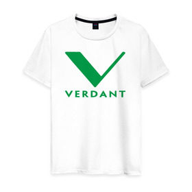 Мужская футболка хлопок с принтом VERDANT в Санкт-Петербурге, 100% хлопок | прямой крой, круглый вырез горловины, длина до линии бедер, слегка спущенное плечо. | green arrow | vetda | зеленая стрела | оливер