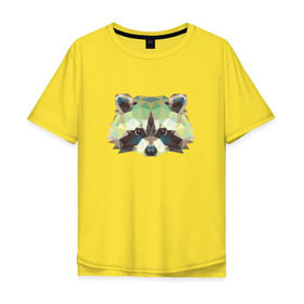Мужская футболка хлопок Oversize с принтом Енот, Мордочка енота в Санкт-Петербурге, 100% хлопок | свободный крой, круглый ворот, “спинка” длиннее передней части | енот