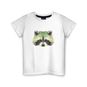 Детская футболка хлопок с принтом Енот, Мордочка енота в Санкт-Петербурге, 100% хлопок | круглый вырез горловины, полуприлегающий силуэт, длина до линии бедер | енот