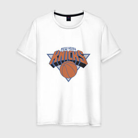 Мужская футболка хлопок с принтом NBA NEW YORK Knicks в Санкт-Петербурге, 100% хлопок | прямой крой, круглый вырез горловины, длина до линии бедер, слегка спущенное плечо. | Тематика изображения на принте: knicks | nba | nba new york knicks 2015 basketballбаскетбол | new york
