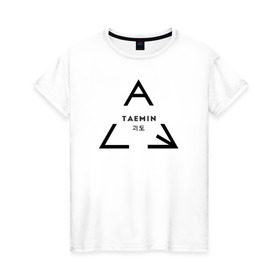 Женская футболка хлопок с принтом Taemin в Санкт-Петербурге, 100% хлопок | прямой крой, круглый вырез горловины, длина до линии бедер, слегка спущенное плечо | k pop | shinee | кей поп | корея | шайни