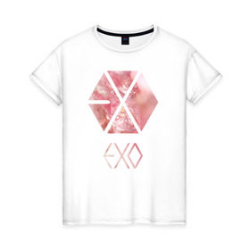 Женская футболка хлопок с принтом EXO chrystal в Санкт-Петербурге, 100% хлопок | прямой крой, круглый вырез горловины, длина до линии бедер, слегка спущенное плечо | exo