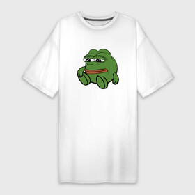 Платье-футболка хлопок с принтом Грустняш в Санкт-Петербурге,  |  | pepe | грустная жаба | жаба | мем | пепе