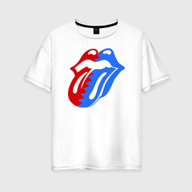 Женская футболка хлопок Oversize с принтом Rolling stones в Санкт-Петербурге, 100% хлопок | свободный крой, круглый ворот, спущенный рукав, длина до линии бедер
 | rolling stones