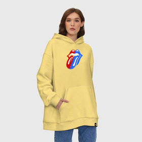 Худи SuperOversize хлопок с принтом Rolling stones в Санкт-Петербурге, 70% хлопок, 30% полиэстер, мягкий начес внутри | карман-кенгуру, эластичная резинка на манжетах и по нижней кромке, двухслойный капюшон
 | rolling stones