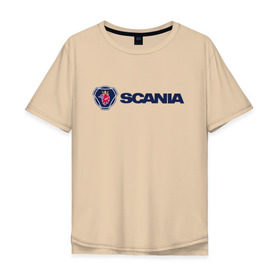 Мужская футболка хлопок Oversize с принтом SCANIA в Санкт-Петербурге, 100% хлопок | свободный крой, круглый ворот, “спинка” длиннее передней части | scania | грузовик | скания