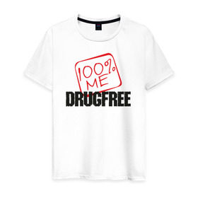 Мужская футболка хлопок с принтом Свободен от наркотиков в Санкт-Петербурге, 100% хлопок | прямой крой, круглый вырез горловины, длина до линии бедер, слегка спущенное плечо. | drugfree | poisonfree | straight edge | sxe