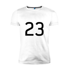 Мужская футболка премиум с принтом Number 23 Jordan, Lebron в Санкт-Петербурге, 92% хлопок, 8% лайкра | приталенный силуэт, круглый вырез ворота, длина до линии бедра, короткий рукав | jordan