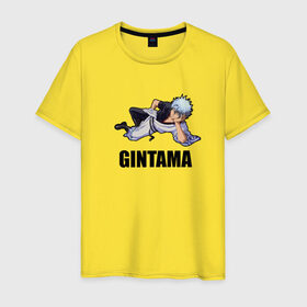 Мужская футболка хлопок с принтом Gintama в Санкт-Петербурге, 100% хлопок | прямой крой, круглый вырез горловины, длина до линии бедер, слегка спущенное плечо. | gintama саката гинтокиgintama | gintoki | sakatа | гинтама | гинтоки | саката
