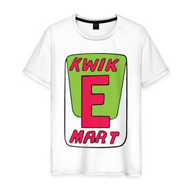 Мужская футболка хлопок с принтом KWIK E MART в Санкт-Петербурге, 100% хлопок | прямой крой, круглый вырез горловины, длина до линии бедер, слегка спущенное плечо. | kwik e mart the simpsons симпсоны квик е марк