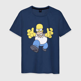 Мужская футболка хлопок с принтом Angry Homer в Санкт-Петербурге, 100% хлопок | прямой крой, круглый вырез горловины, длина до линии бедер, слегка спущенное плечо. | Тематика изображения на принте: angry homer simpson симпсон злой гомер барт