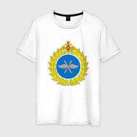 Мужская футболка хлопок с принтом Военно-воздушные силы в Санкт-Петербурге, 100% хлопок | прямой крой, круглый вырез горловины, длина до линии бедер, слегка спущенное плечо. | армия | военно воздушные силы | военный | войска | вооруженные | силы | служба | эмблема