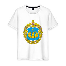 Мужская футболка хлопок с принтом Воздушно-десантные войска в Санкт-Петербурге, 100% хлопок | прямой крой, круглый вырез горловины, длина до линии бедер, слегка спущенное плечо. | армия | военный | воздушно десантные войска | войска | вооруженные | силы | служба | эмблема