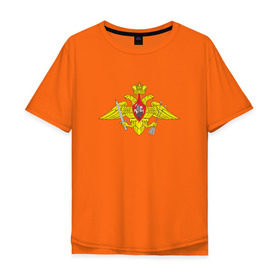 Мужская футболка хлопок Oversize с принтом РВСН средняя в Санкт-Петербурге, 100% хлопок | свободный крой, круглый ворот, “спинка” длиннее передней части | армия | военный | войска | вооруженные | рвсн средняя | силы | служба | эмблема