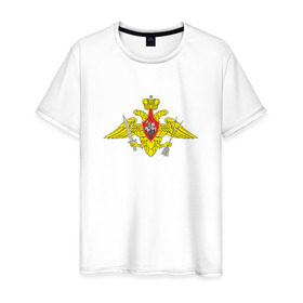 Мужская футболка хлопок с принтом РВСН средняя в Санкт-Петербурге, 100% хлопок | прямой крой, круглый вырез горловины, длина до линии бедер, слегка спущенное плечо. | армия | военный | войска | вооруженные | рвсн средняя | силы | служба | эмблема