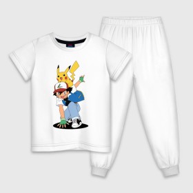 Детская пижама хлопок с принтом Пикачу в Санкт-Петербурге, 100% хлопок |  брюки и футболка прямого кроя, без карманов, на брюках мягкая резинка на поясе и по низу штанин
 | 