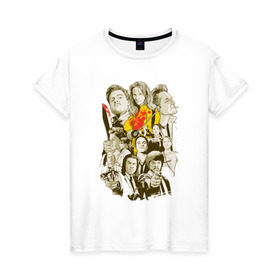 Женская футболка хлопок с принтом Тарантино в Санкт-Петербурге, 100% хлопок | прямой крой, круглый вырез горловины, длина до линии бедер, слегка спущенное плечо | тарантино