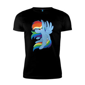 Мужская футболка премиум с принтом Rainbow Dash Angry в Санкт-Петербурге, 92% хлопок, 8% лайкра | приталенный силуэт, круглый вырез ворота, длина до линии бедра, короткий рукав | Тематика изображения на принте: friendship is magic | my little pony | rainbow dash