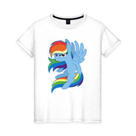 Женская футболка хлопок с принтом Rainbow Dash Angry в Санкт-Петербурге, 100% хлопок | прямой крой, круглый вырез горловины, длина до линии бедер, слегка спущенное плечо | friendship is magic | my little pony | rainbow dash