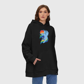 Худи SuperOversize хлопок с принтом Rainbow Dash Angry в Санкт-Петербурге, 70% хлопок, 30% полиэстер, мягкий начес внутри | карман-кенгуру, эластичная резинка на манжетах и по нижней кромке, двухслойный капюшон
 | friendship is magic | my little pony | rainbow dash