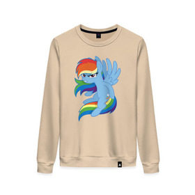 Женский свитшот хлопок с принтом Rainbow Dash Angry в Санкт-Петербурге, 100% хлопок | прямой крой, круглый вырез, на манжетах и по низу широкая трикотажная резинка  | friendship is magic | my little pony | rainbow dash