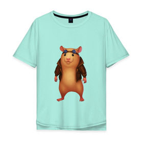 Мужская футболка хлопок Oversize с принтом Хомяк в Санкт-Петербурге, 100% хлопок | свободный крой, круглый ворот, “спинка” длиннее передней части | арт | животные | зверь | няша | смешное | хомяк | хомячок