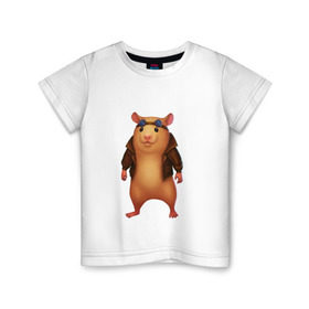 Детская футболка хлопок с принтом Хомяк в Санкт-Петербурге, 100% хлопок | круглый вырез горловины, полуприлегающий силуэт, длина до линии бедер | Тематика изображения на принте: арт | животные | зверь | няша | смешное | хомяк | хомячок