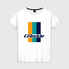 Женская футболка хлопок с принтом Greddy в Санкт-Петербурге, 100% хлопок | прямой крой, круглый вырез горловины, длина до линии бедер, слегка спущенное плечо | greddy | jdm | jdm style