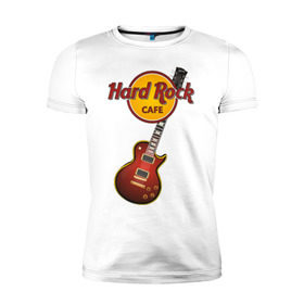 Мужская футболка премиум с принтом Hard Rock cafe в Санкт-Петербурге, 92% хлопок, 8% лайкра | приталенный силуэт, круглый вырез ворота, длина до линии бедра, короткий рукав | Тематика изображения на принте: гитара