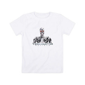 Детская футболка хлопок с принтом Терминатор в Санкт-Петербурге, 100% хлопок | круглый вырез горловины, полуприлегающий силуэт, длина до линии бедер | genisys | terminator | арнольд | генезис | терминатор | шварцнеггер