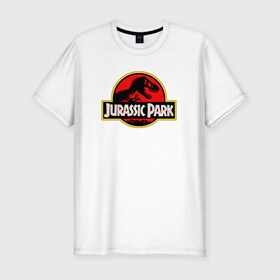Мужская футболка премиум с принтом Jurassic park в Санкт-Петербурге, 92% хлопок, 8% лайкра | приталенный силуэт, круглый вырез ворота, длина до линии бедра, короткий рукав | юрского периода